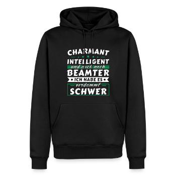 Charmant und intelligent - Beamter Edition - Männer Premium Bio Hoodie - Schwarz - Vorne - Nico (187cm)