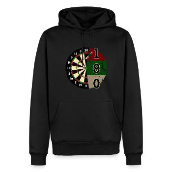 Dart Motif for Player 180 - Men’s Premium Organic Hoodie - black - Front - Nico (187cm)