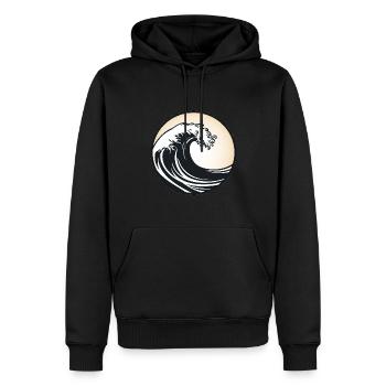 cadeau surfeur, fan de surf, grande vague - Sweat à capuche Premium bio Homme - noir - Devant - Nico (187cm)