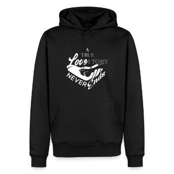 Dog's Paw Love Story - Men’s Premium Organic Hoodie - black - Front - Nico (187cm)