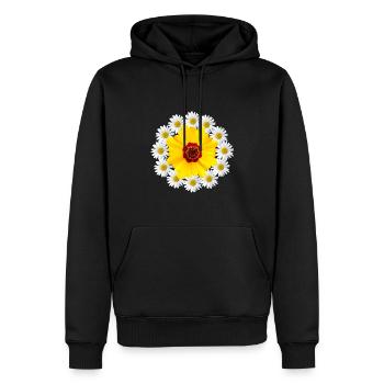 Marguerites à fleur jaune Fleur de marguerite - Sweat à capuche Premium bio Homme - noir - Devant - Nico (187cm)