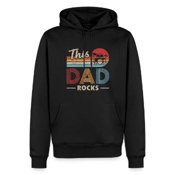 Ce papa rock drums batteur de la fête des pères - Sweat à capuche Premium bio Homme - noir - Devant - Nico (187cm)