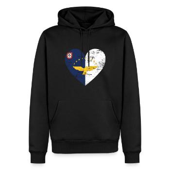 Azores Flag Heart - Men’s Premium Organic Hoodie - black - Front - Nico (187cm)