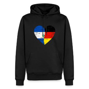 El Salvador Allemagne Drapeau Coeur - Sweat à capuche Premium bio Homme - noir - Devant - Nico (187cm)