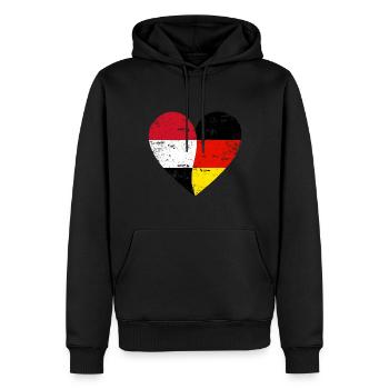 Jemen Deutschland Flaggenherz - Männer Premium Bio Hoodie - Schwarz - Vorne - Nico (187cm)
