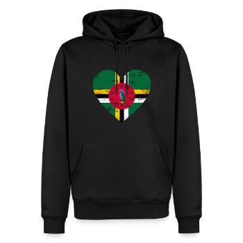 Dominica Flaggenherz - Männer Premium Bio Hoodie - Schwarz - Vorne - Nico (187cm)
