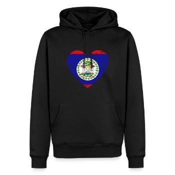 Belize Flaggenherz - Männer Premium Bio Hoodie - Schwarz - Vorne - Nico (187cm)