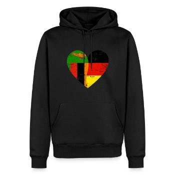 Sambia Deutschland Flaggenherz - Männer Premium Bio Hoodie - Schwarz - Vorne - Nico (187cm)