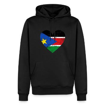 Drapeau du Soudan du Sud Coeur - Sweat à capuche Premium bio Homme - noir - Devant - Nico (187cm)