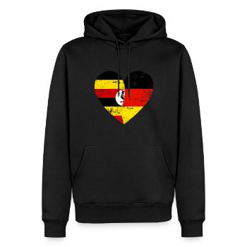 Uganda Germany Flag Heart - Men’s Premium Organic Hoodie - black - Front - Nico (187cm)