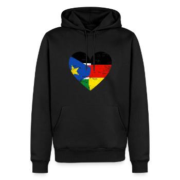 Soudan du Sud Allemagne drapeau coeur - Sweat à capuche Premium bio Homme - noir - Devant - Nico (187cm)
