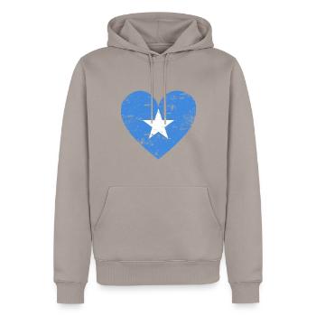 Drapeau de la Somalie Coeur - Sweat à capuche Premium bio Homme - taupe - Devant - Nico (187cm)