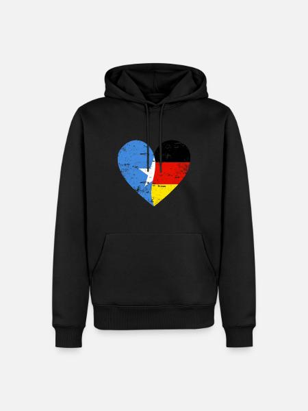 Somalia Germany Flag Heart - Men’s Premium Organic Hoodie - black