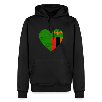 Sambia Flaggenherz - Männer Premium Bio Hoodie - Schwarz - Vorne - Nico (187cm)