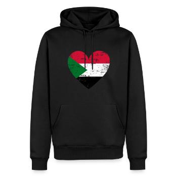 Coeur de drapeau du Soudan - Sweat à capuche Premium bio Homme - noir - Devant - Nico (187cm)