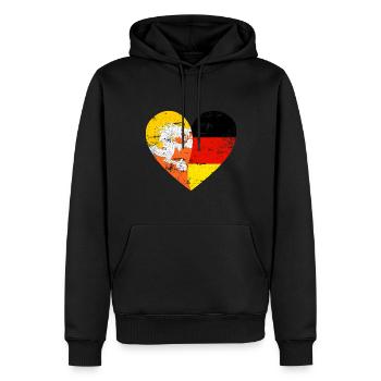 Bhutan Germany Flag Heart - Men’s Premium Organic Hoodie - black - Front - Nico (187cm)