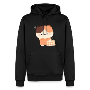 Gatto Tartaruga Assonnato - Felpa con cappuccio ecologica premium da uomo - nero - Fronte - Nico (187cm)