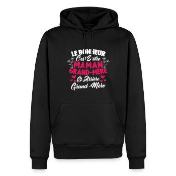 Le bonheur c'est d'être maman et grand mère - Sweat à capuche Premium bio Homme - noir - Devant - Nico (187cm)