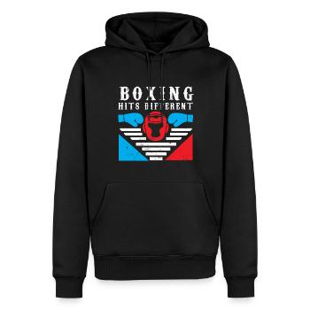 Boxe Boxer Gants de boxe Boxing Club de boxe Club de boxe - Sweat à capuche Premium bio Homme - noir - Devant - Nico (187cm)