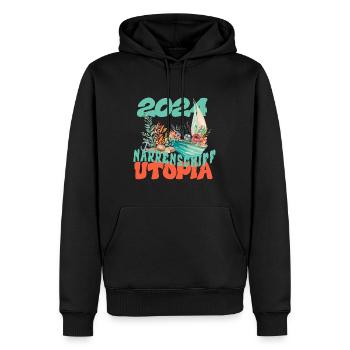 L’utopie de la Nef des fous en 2024 - Sweat à capuche Premium bio Homme - noir - Devant - Nico (187cm)