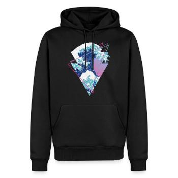 Retro Vaporwave Wave par Kanagawa - Sweat à capuche Premium bio Homme - noir - Devant - Nico (187cm)