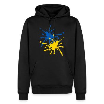 Ukraine, blau / gelb - Männer Premium Bio Hoodie - Schwarz - Vorne - Nico (187cm)