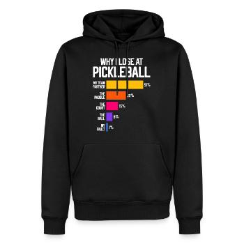 Warum ich gegen Pickleball Funny Pickleballer verliere - Männer Premium Bio Hoodie - Schwarz - Vorne - Nico (187cm)