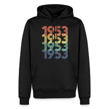 Cool Retro 1953, 70 ans, cadeau de 70e anniversaire - Sweat à capuche Premium bio Homme - noir - Devant - Nico (187cm)