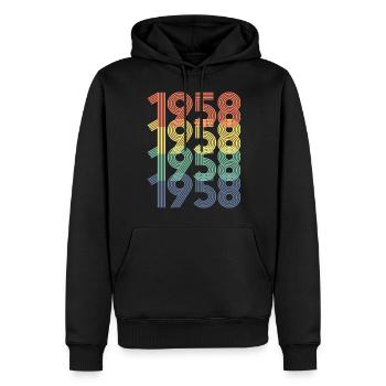 Cool Retro 1958, 64 ans, cadeau de 64e anniversaire - Sweat à capuche Premium bio Homme - noir - Devant - Nico (187cm)