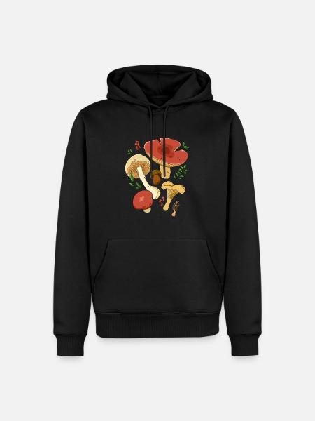 Mushrooms Botanical - Men’s Premium Organic Hoodie - black