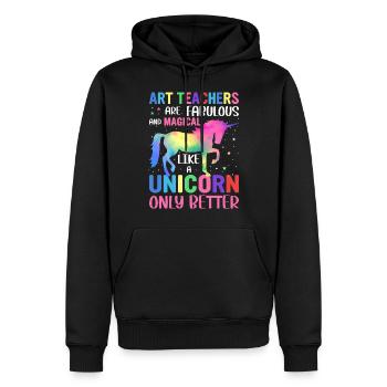 Les professeurs d’art sont fabuleux et magiques comme une licorne - Sweat à capuche Premium bio Homme - noir - Devant - Nico (187cm)