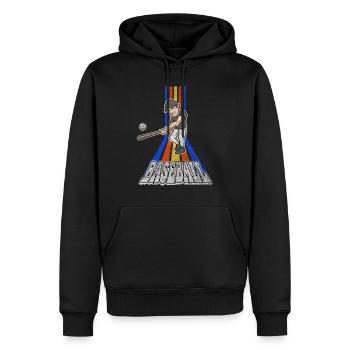 Baseball Baseballspieler USA Sport Vintage Retro - Männer Premium Bio Hoodie - Schwarz - Vorne - Nico (187cm)