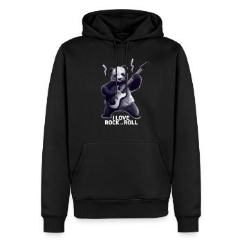 Panda jouant de la guitare, j’adore le rock and roll. - Sweat à capuche Premium bio Homme - noir - Devant - Nico (187cm)