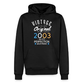 Vintage Original 2003 - Sweat à capuche Premium bio Homme - noir - Devant - Nico (187cm)