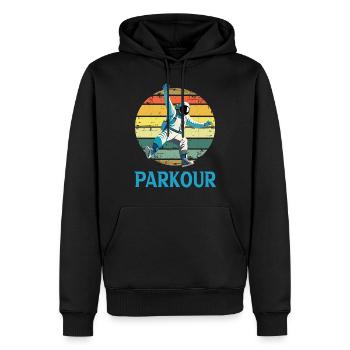 Parkour - Männer Premium Bio Hoodie - Schwarz - Vorne - Nico (187cm)
