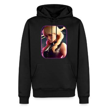 Fille blonde en steampunk cool avec du rose - Sweat à capuche Premium bio Homme - noir - Devant - Nico (187cm)