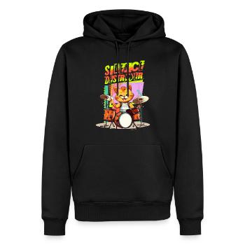 Drums Drums Silence Destroyer Cat Funny - Sweat à capuche Premium bio Homme - noir - Devant - Nico (187cm)