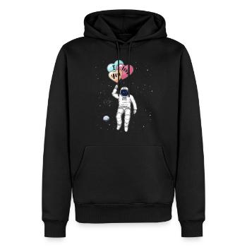 Astronaut, Ich liebe dich, Herz Ballons - Männer Premium Bio Hoodie - Schwarz - Vorne - Nico (187cm)