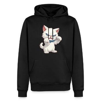 Katze Faust Kater Kätzchen Weiß Cartoon Comic - Männer Premium Bio Hoodie - Schwarz - Vorne - Nico (187cm)