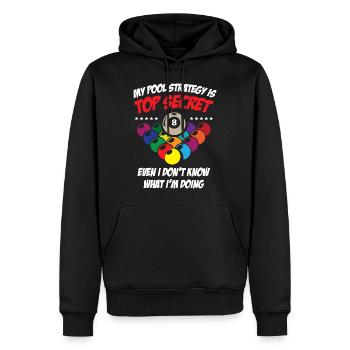 Secret Pool Strategy 8 Ball Funny Billiard - Männer Premium Bio Hoodie - Schwarz - Vorne - Nico (187cm)