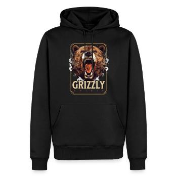 Ours Grizzly Rugissements Tête d’ours Nature Sauvage Forêt - Sweat à capuche Premium bio Homme - noir - Devant - Nico (187cm)