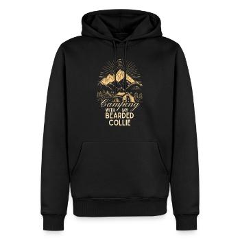 Bearded Collie Camping - Men’s Premium Organic Hoodie - black - Front - Nico (187cm)