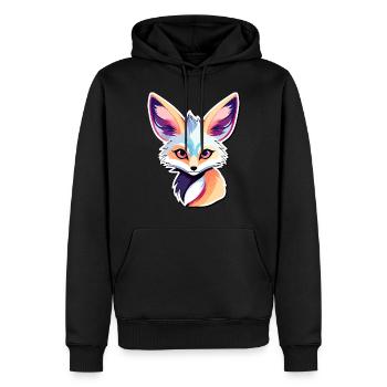 Dessin de Fennec renard du désert - Sweat à capuche Premium bio Homme - noir - Devant - Nico (187cm)