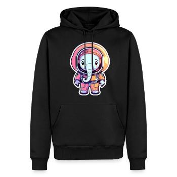 Illustration d’astronaute éléphant - Sweat à capuche Premium bio Homme - noir - Devant - Nico (187cm)
