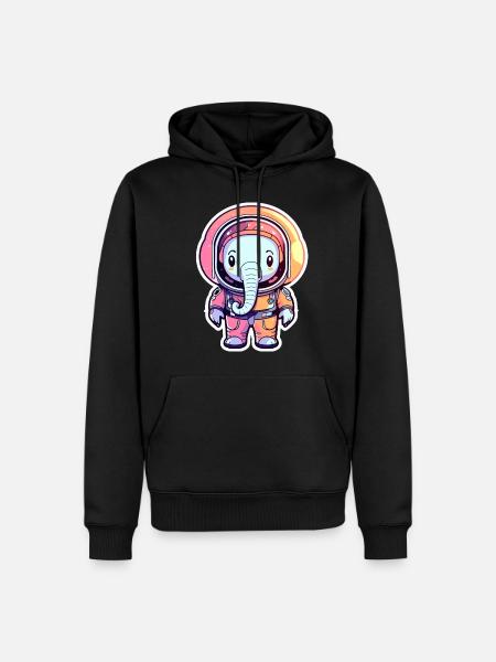 Elephant Astronaut Illustration - Men’s Premium Organic Hoodie - black