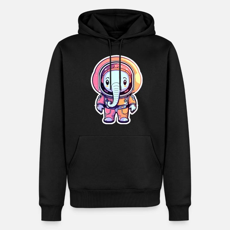 Illustration d’astronaute éléphant - Sweat à capuche Premium bio Homme - noir