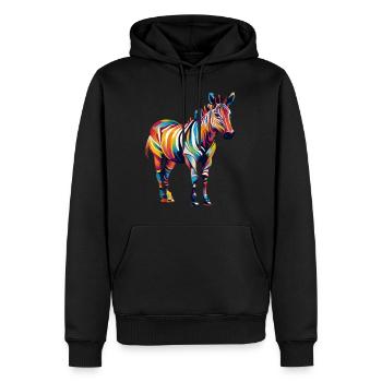 Buntes Okapi Farbkleckse Farbspritzer - Männer Premium Bio Hoodie - Schwarz - Vorne - Nico (187cm)