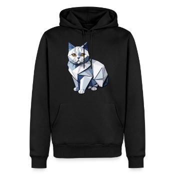 British Shorthair Cat Origami - Men’s Premium Organic Hoodie - black - Front - Nico (187cm)