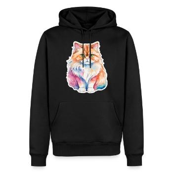 Perserkatze Wasserfarben - Männer Premium Bio Hoodie - Schwarz - Vorne - Nico (187cm)