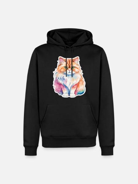Perserkatze Wasserfarben - Männer Premium Bio Hoodie - Schwarz